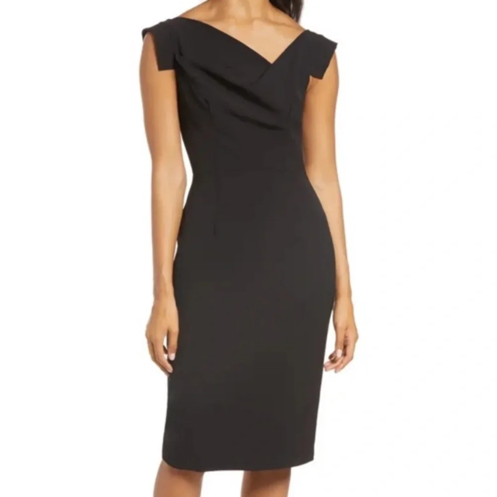 Black Halo Jackie O Belted Cocktail Sheath Dress Black Blogger Celeb Fave Sz 14 - Picture 12 of 16